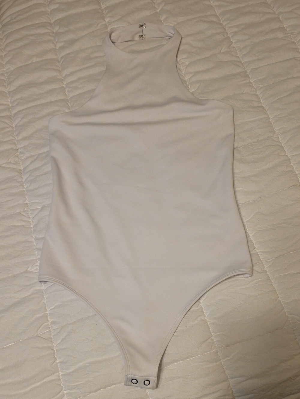 Express White High-Neck One-Piece Bodysuit